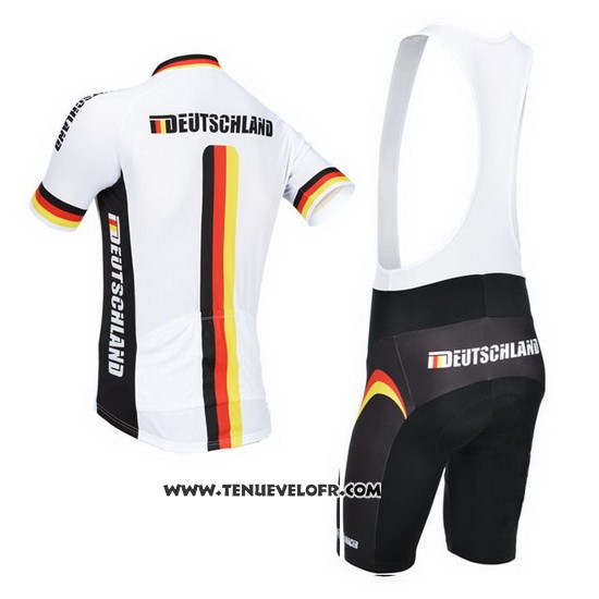 2013 Maillot Ciclismo Allemagne Blanc et Noir Manches Courtes et Cuissard